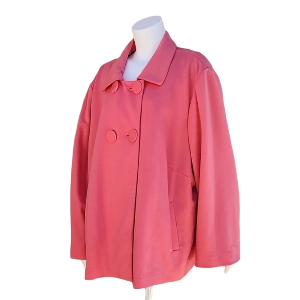 SANDRO Pink Peacoat 3X Double Breasted Statement Coat Giraffe Print Lined Plus - Picture 17 of 17
